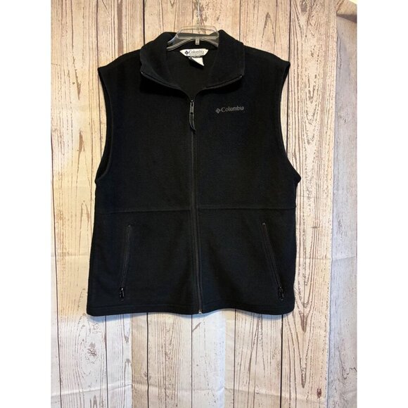 Columbia Men’s Black Fleece Zip Vest Dress Casual Office Size Large - Picture 2 of 7
